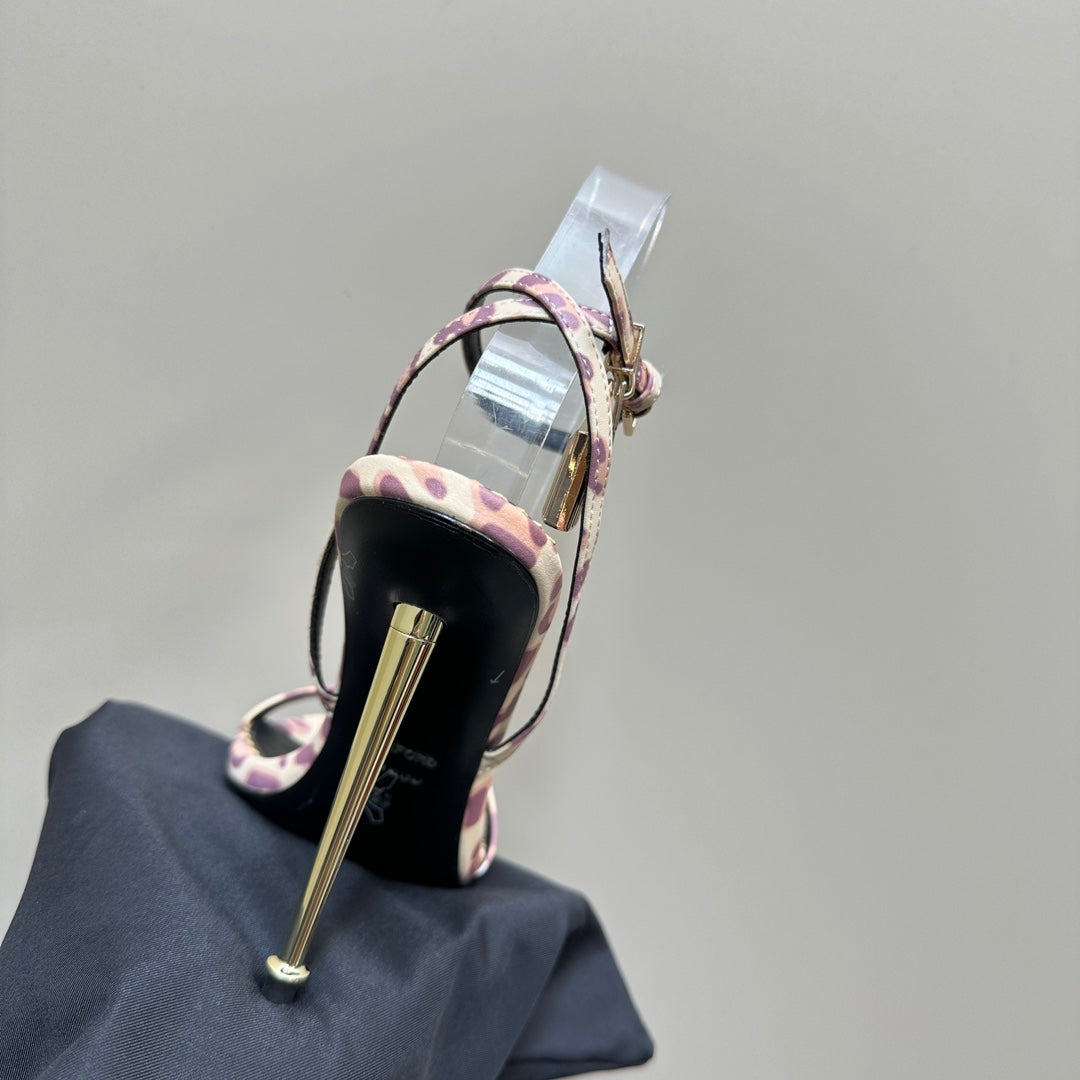 PADLOCK POINTY SANDAL 10 CM IN COLORFUL CALFSKIN
