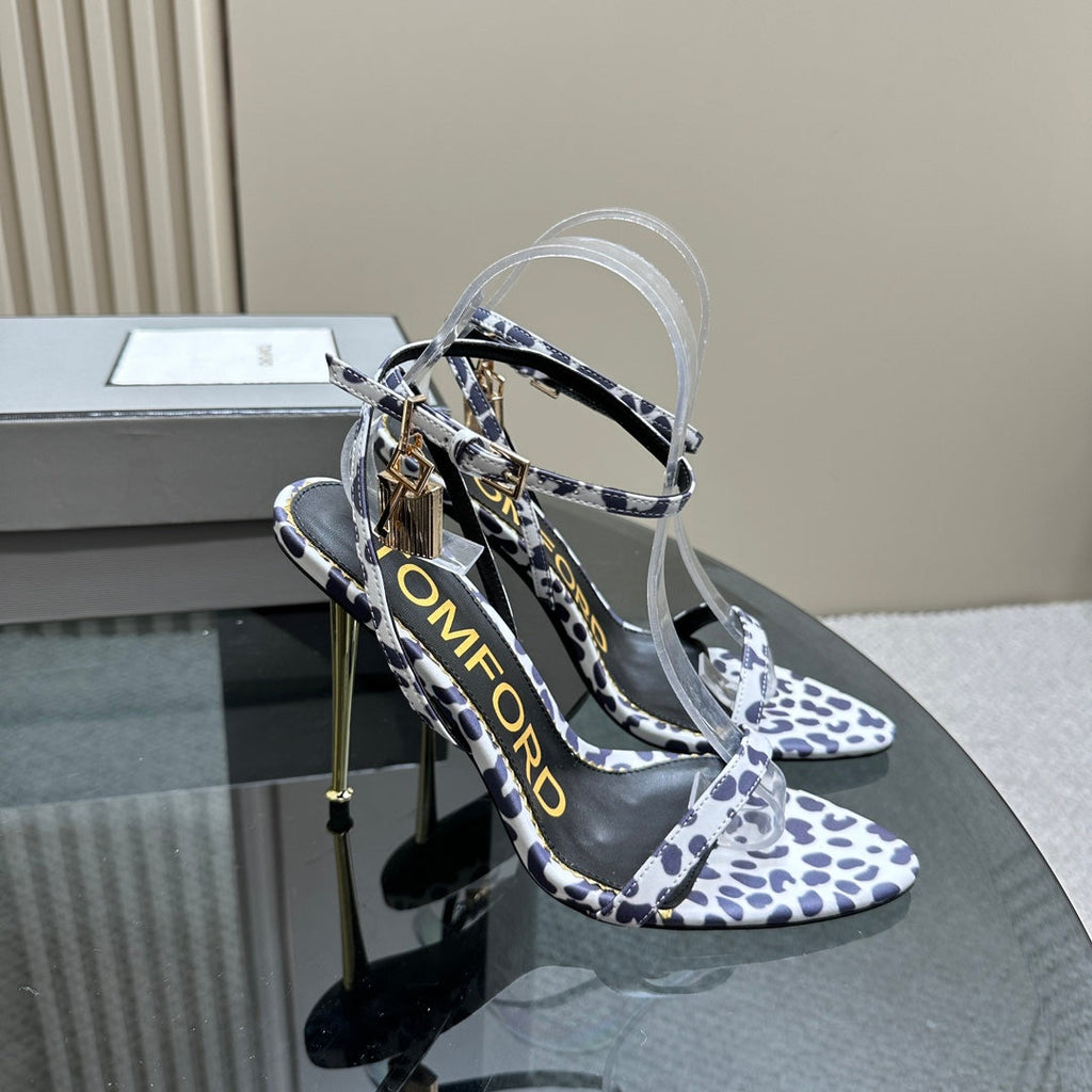 PADLOCK POINTY SANDAL 10 CM IN WHITE MIX ROYAL PURPLE CALFSKIN
