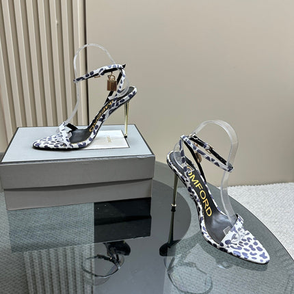 PADLOCK POINTY SANDAL 10 CM IN WHITE MIX ROYAL PURPLE CALFSKIN