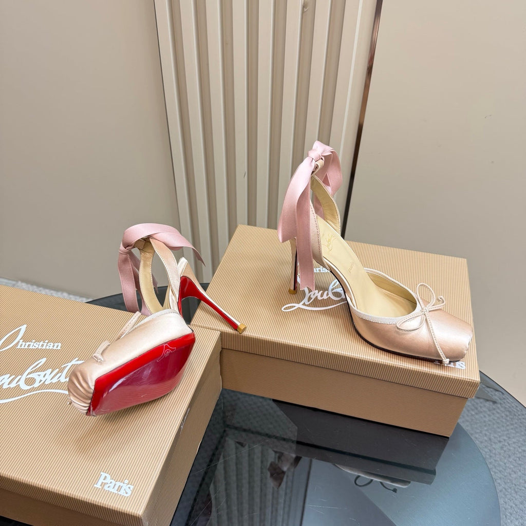 CASSIA LACE UP 100MM IN LIGHT PINK SATIN