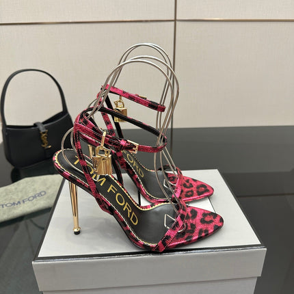 TOM FORD 26S HEELED SANDALS 100 MM IN LEOPARD PRINT CALFSKIN STYLE 5