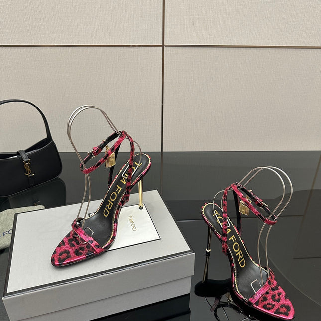 TOM FORD 26S HEELED SANDALS 100 MM IN LEOPARD PRINT CALFSKIN STYLE 5