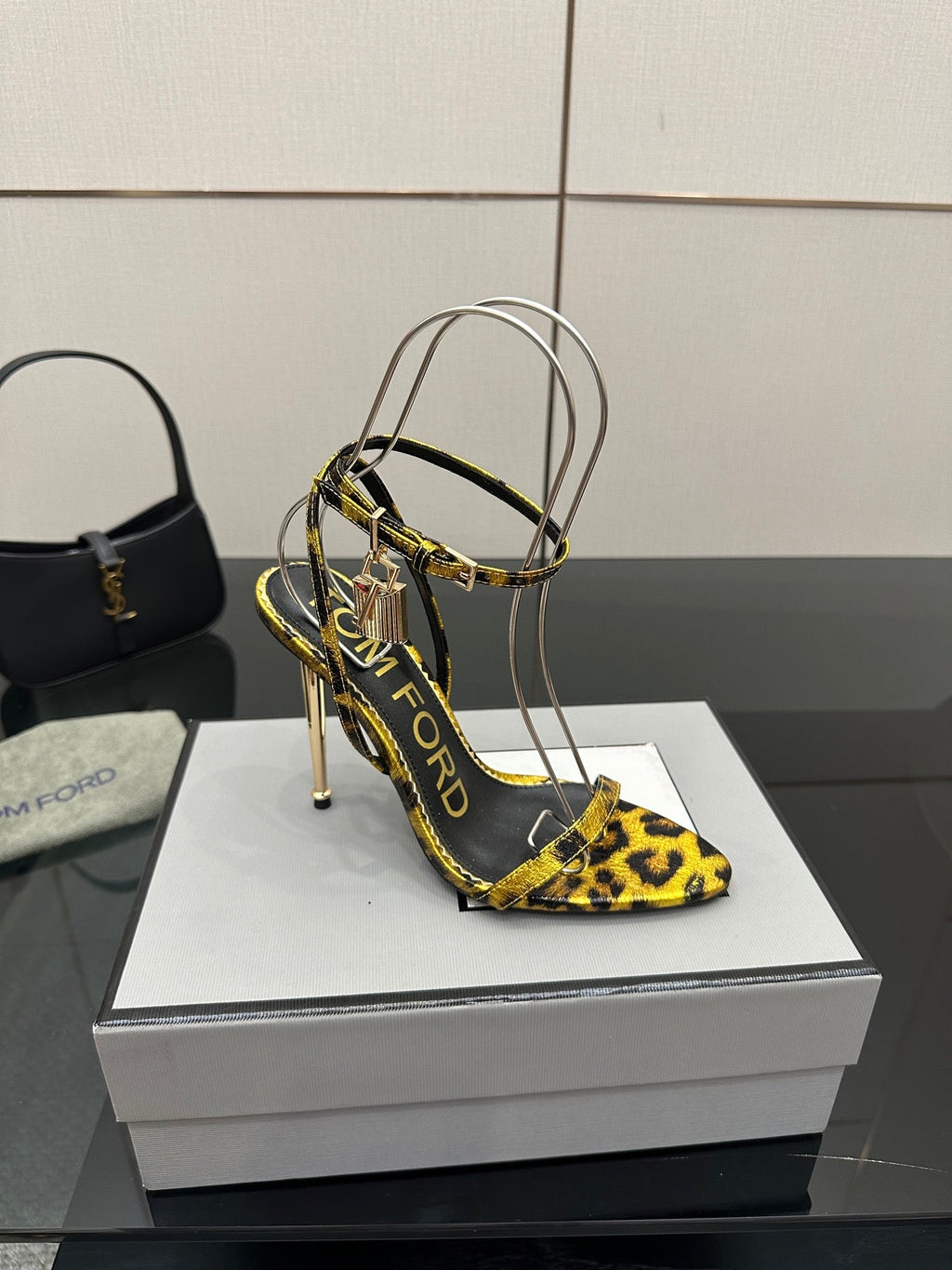 TOM FORD 26S HEELED SANDALS 100 MM IN LEOPARD PRINT CALFSKIN STYLE 3