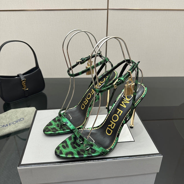 TOM FORD 26S HEELED SANDALS 100 MM IN LEOPARD PRINT CALFSKIN STYLE 2