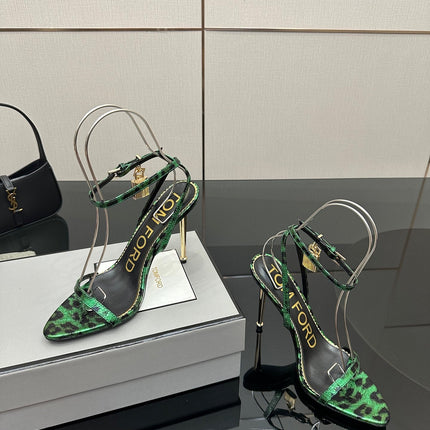 TOM FORD 26S HEELED SANDALS 100 MM IN LEOPARD PRINT CALFSKIN STYLE 2