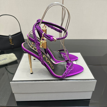 TOM FORD 26S HEELED SANDALS 100 MM IN PURPLE CALFSKIN