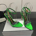 TOM FORD 26S HEELED SANDALS 100 MM IN GREEN CALFSKIN