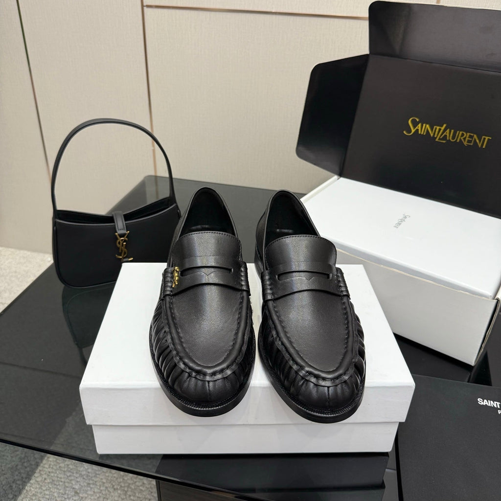YSL DNA LOAFERS IN BLACK CALFSKIN GOLD HARDWARE