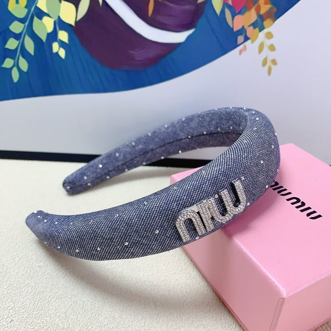 DENIM HEADBAND PIGEON BLUE WITH CRYSTALS 164215