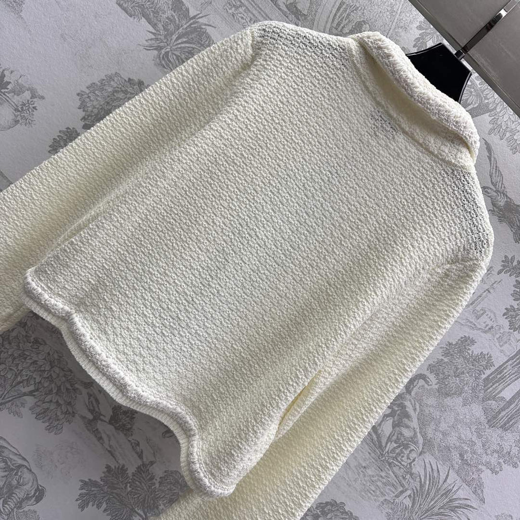 CHANEL PINK AND WHITE KNIT SWEATER 263624