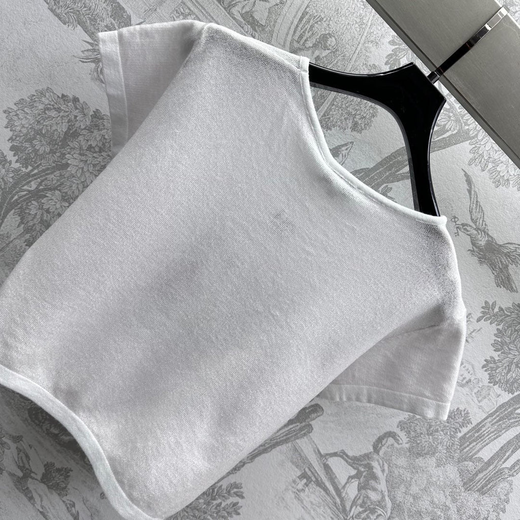 CHANEL SHORT SLEEVE CREW NECK KNIT TOP 263668