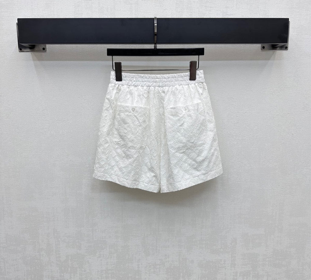 LV WHITE STRETCH SHORTS 263748
