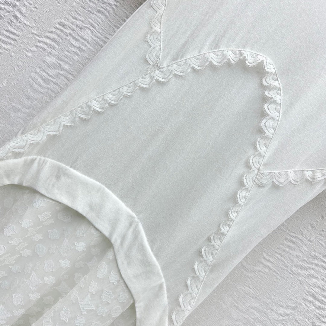 LV WHITE COTTON SHORT-SLEEVE DRESS 263735