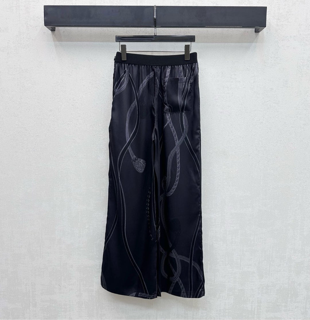 HERMES 26S SILK STRAIGHT LEG PANTS 581