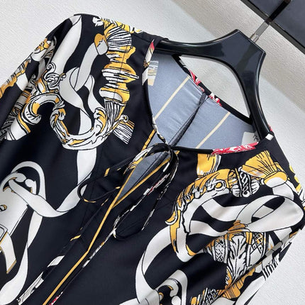 HERMES 26S PRINTED SILK DRESS 489
