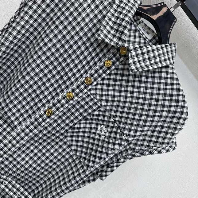 CELINE 26S GINGHAM BELTED MIDI DRESS 358