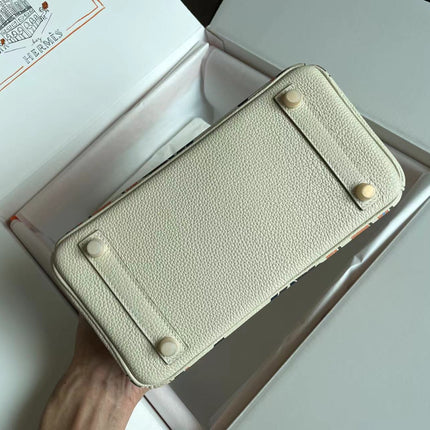 BIRKIN 25 BAG IN WHITE CREAM CALFSKIN WITH COLORFUL STICKER
