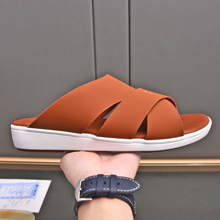 LP INTERWOVEN STRAPS SLIPPERS FIRE CALFSKIN