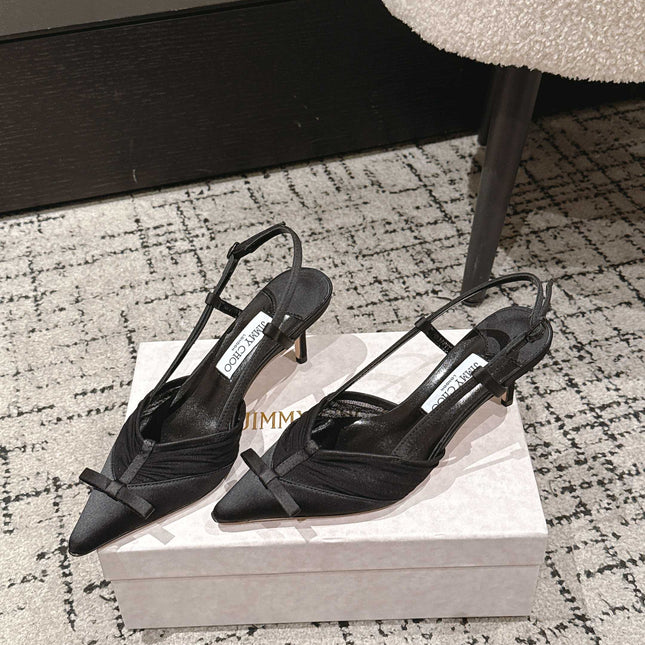 JIMMY CHOO 26S SLINGBACK HEELS 65 MM IN BLACK FABRIC