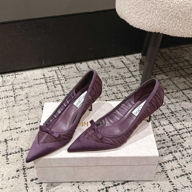 JIMMY CHOO 26S POINTED-TOE HIGH HEELS 65 MM IN DEEP PURPLE FABRIC
