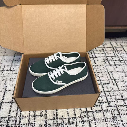 PRADA 26S LACE UP SNEAKERS IN DARK TEAL CANVAS