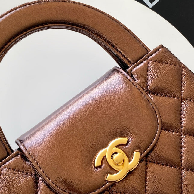 CHANEL 25S MINI KELLY BAG 19 IN BROWN METALLIC LAMBSKIN WITH GOLD HARDWARE