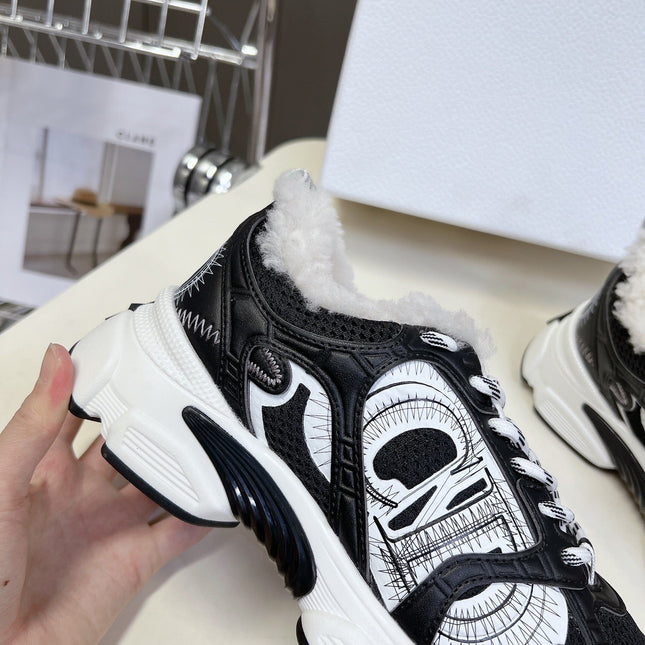 DIOR CHRONO SNEAKER 25S IN BLACK LAMBSKIN AND MESH FABRIC