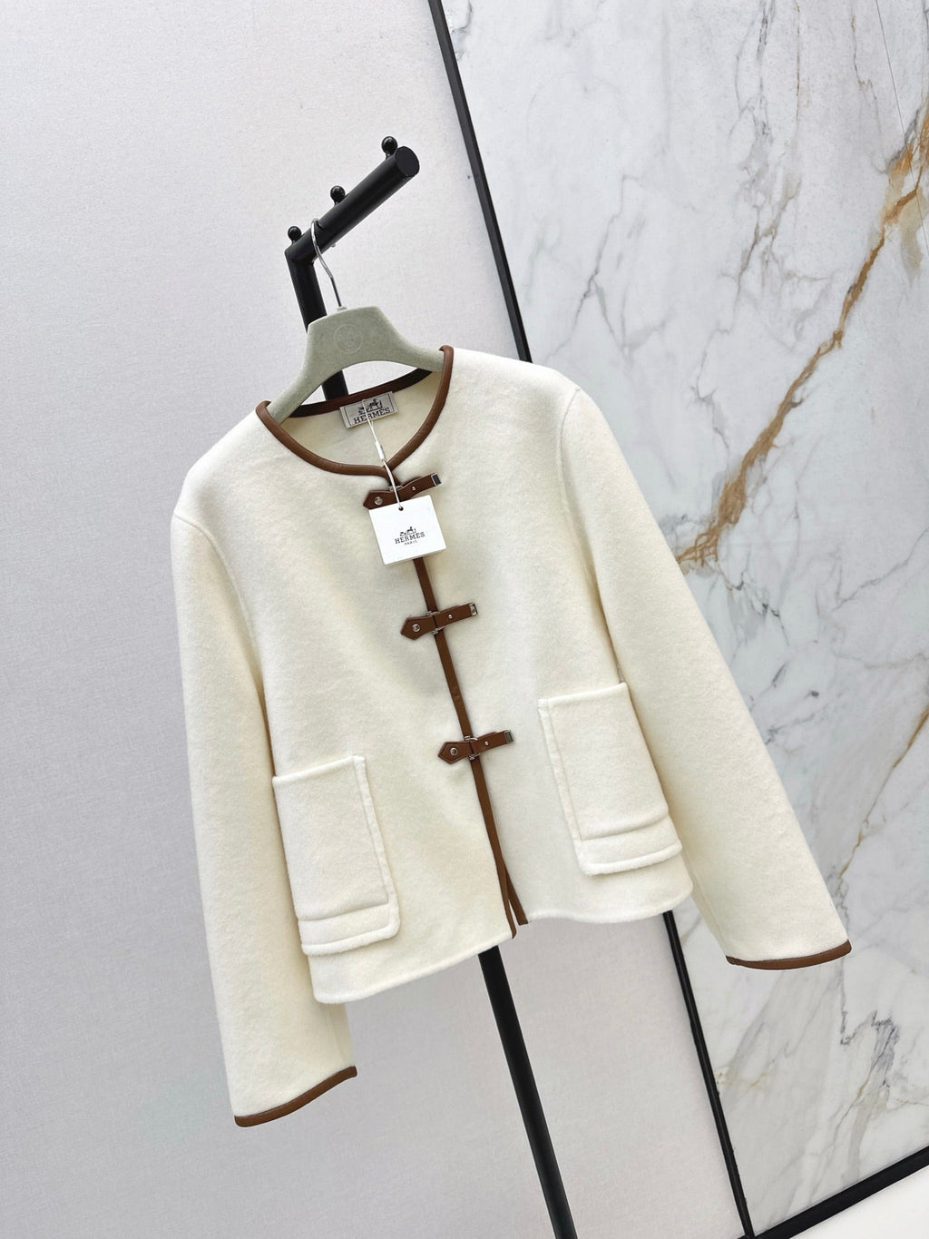 HERMES 25S REVERSIBLE SHORT CASHMERE COAT 130