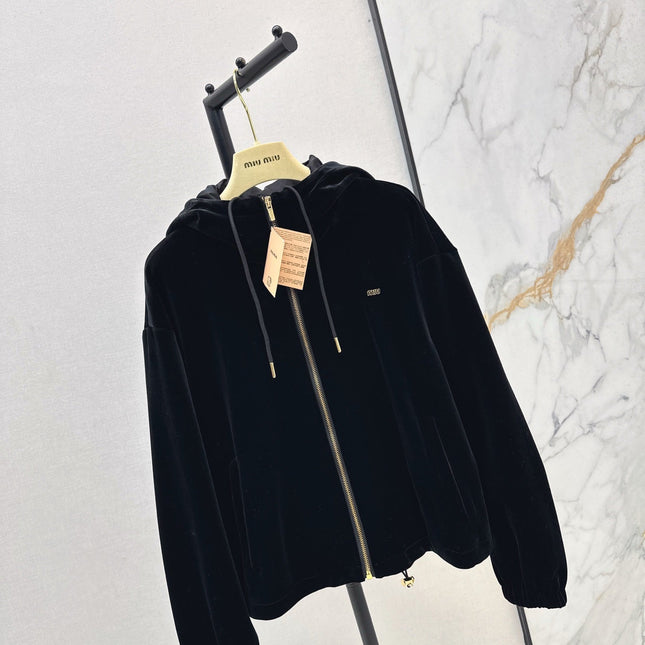 MIUMIU 26S HOODED VELVET JACKET 951