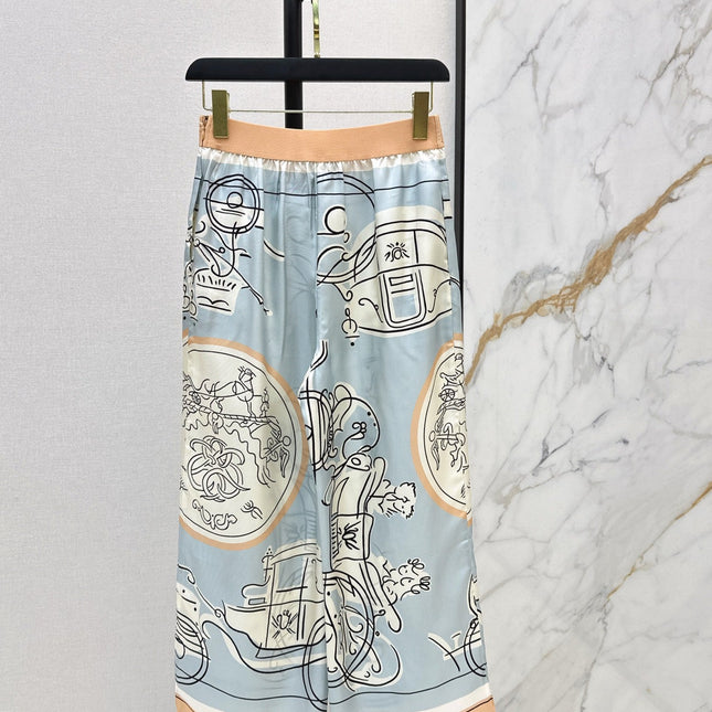 HERMES 25S WIDE‑LEG STRAIGHT PANTS 425