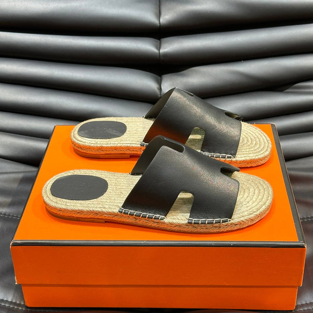 HM ANTIGUA ESPADRILLE SANDAL BLACK CALFSKIN