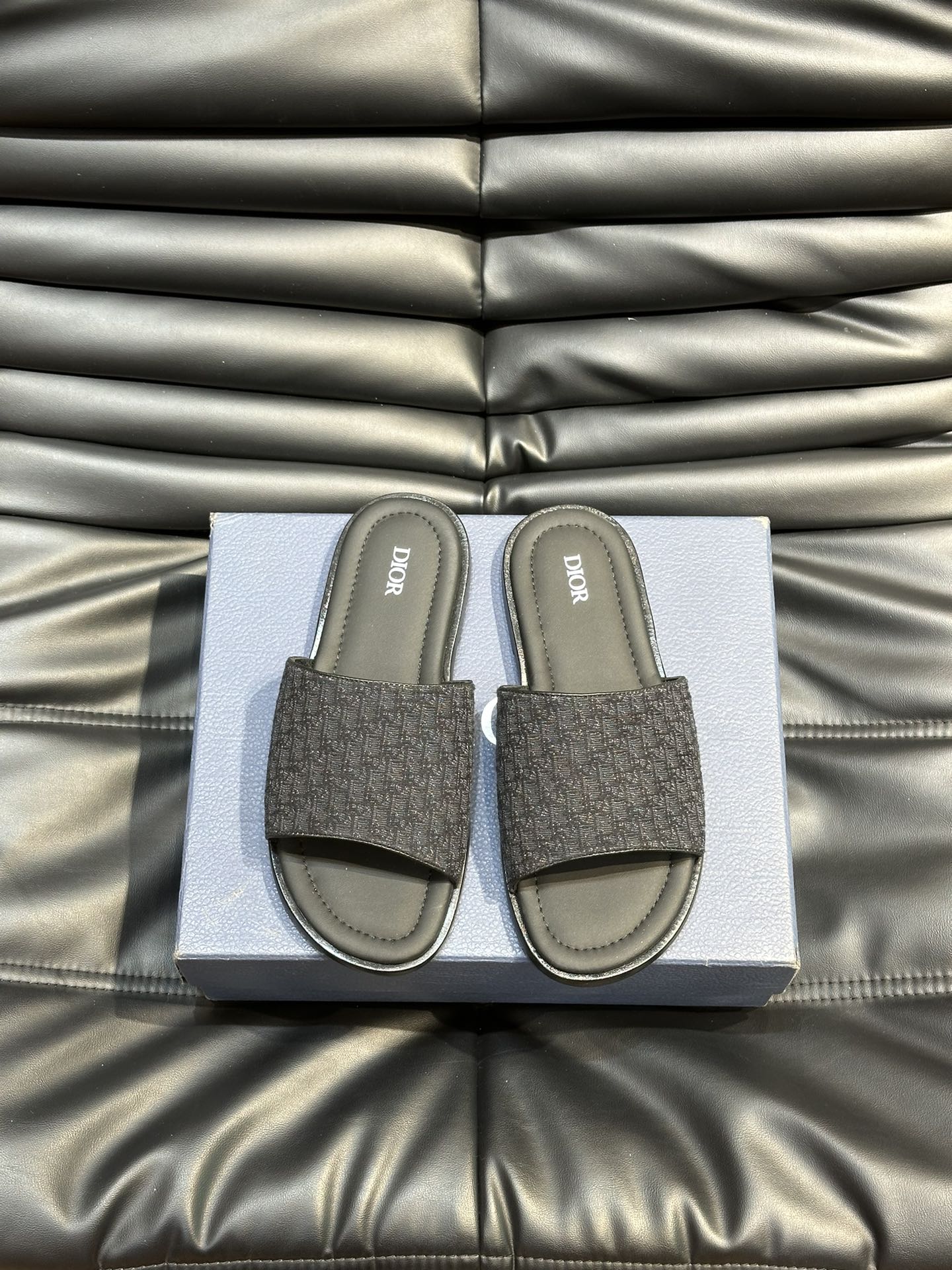 CD SLIDE ALIDAS SLIPPER BLACK JACQUARD AND SILK