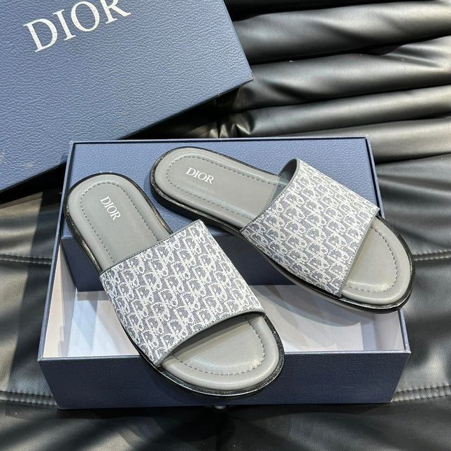 CD SLIDE ALIDAS SLIPPER SAGE JACQUARD AND CALFSKIN