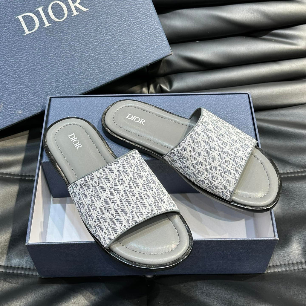 CD SLIDE ALIDAS SLIPPER SAGE JACQUARD AND CALFSKIN