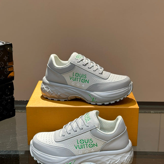 THICK-SOLED SNEAKER WHITE AND GREY CALFSKIN