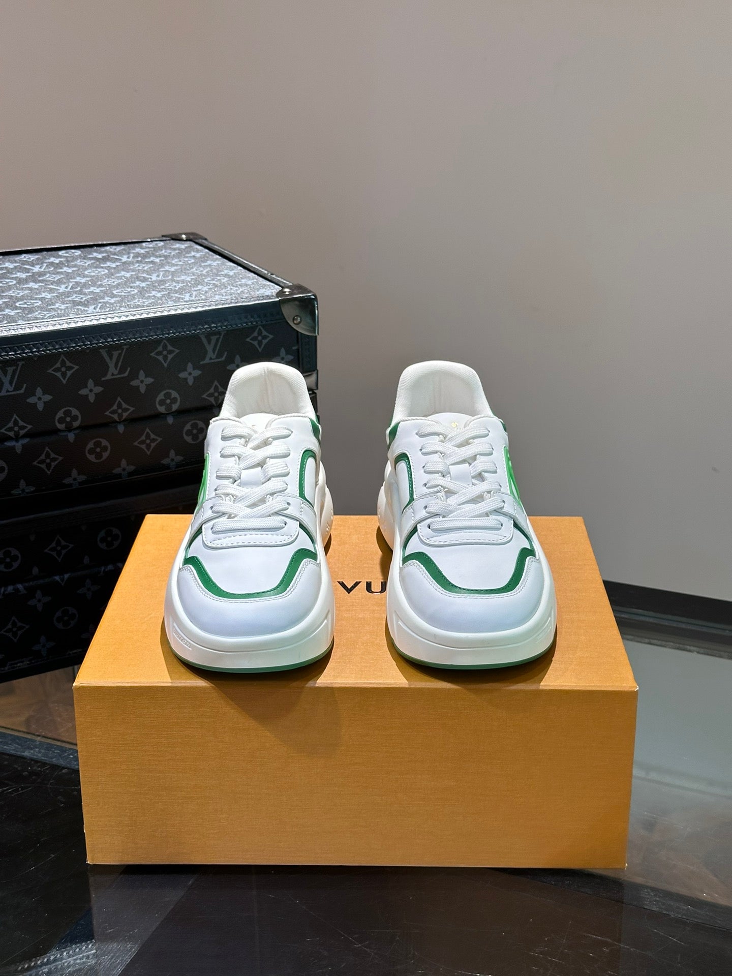 NEO RUN AWAY SNEAKER WHITE MIX GREEN CALFSKIN