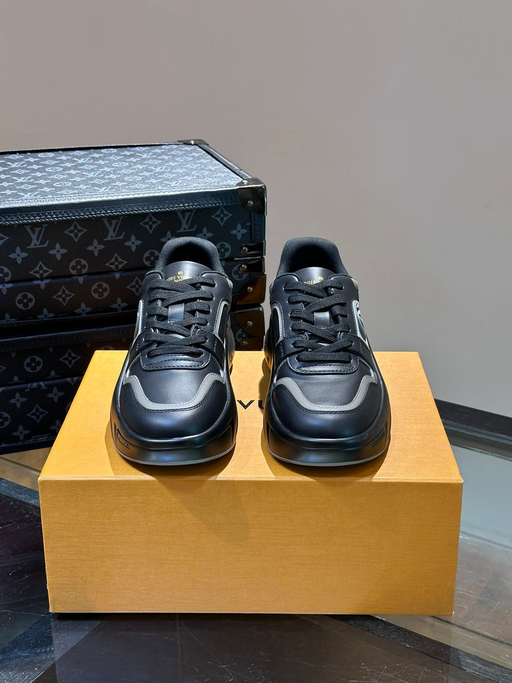 NEO RUN AWAY SNEAKER BLACK MIX GREY CALFSKIN