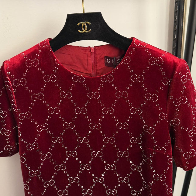 GUCCI 26S RHINESTONE VELVET DRESS 183