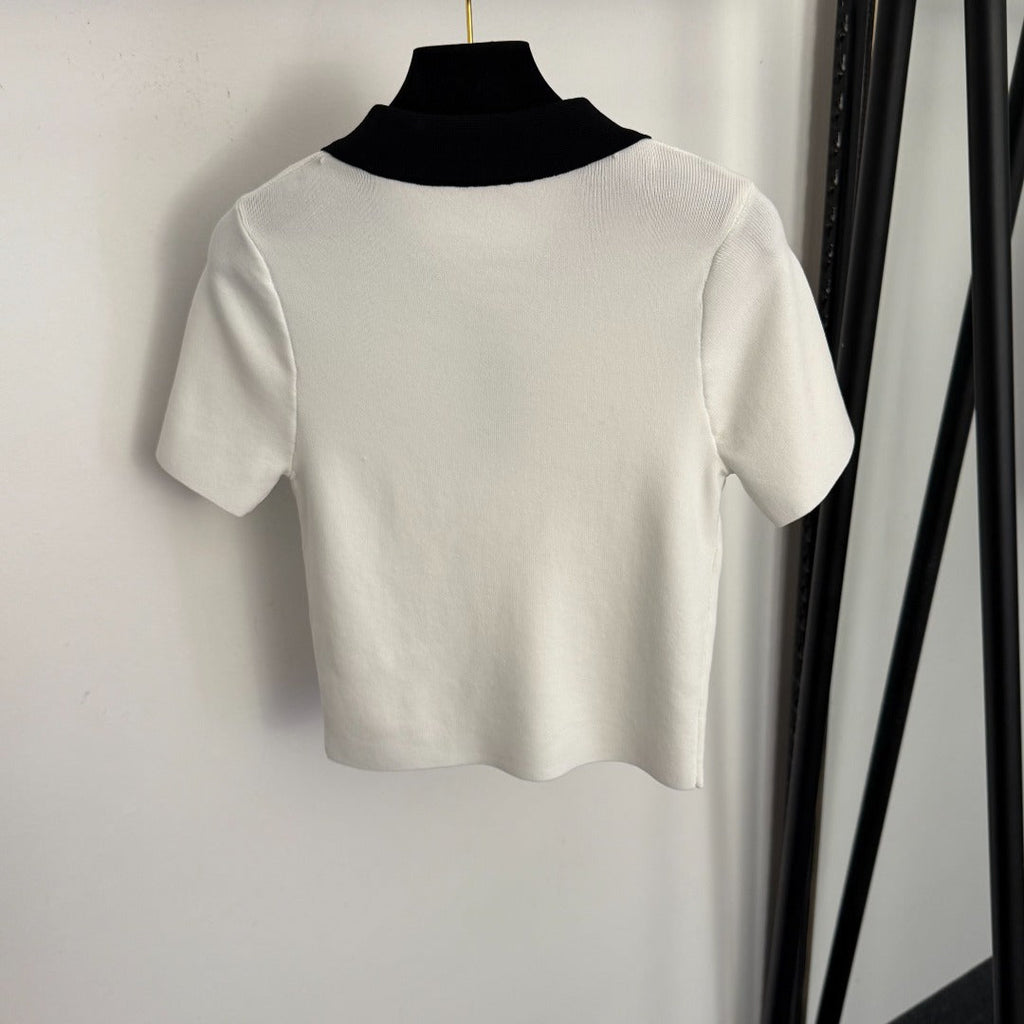 CHANEL 26S SHORT-SLEEVE KNIT POLO SHIRT 986