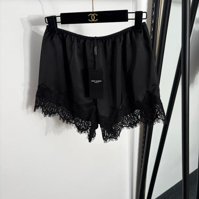 YSL 26S LACE TRIMMED PAJAMA SHORTS PANTS 376