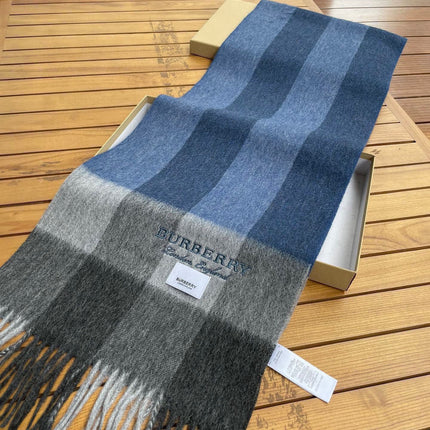SCARF 180 CM IN NAVY BLUE MIX BLACK CASHMERE 394744