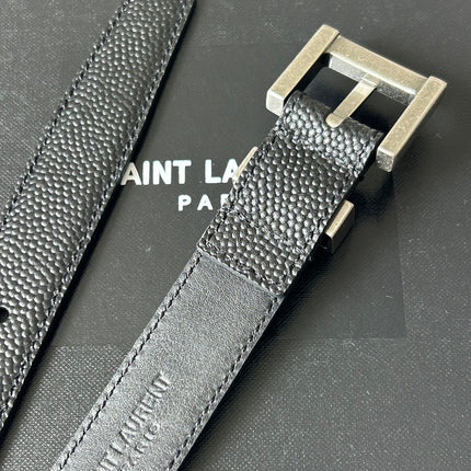 YSL 25S BELT 20 MM IN BLACK GRAINED CALFSKIN 543672