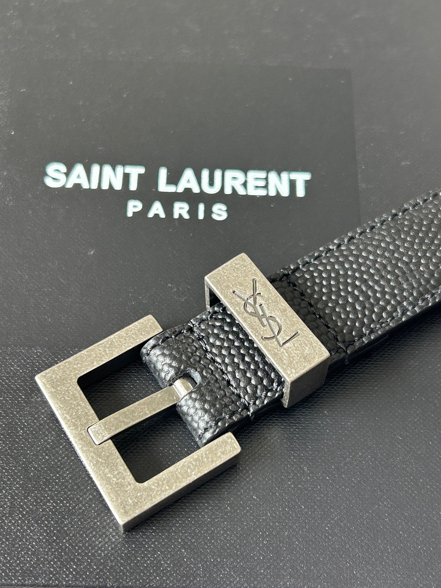 YSL 25S BELT 20 MM IN BLACK GRAINED CALFSKIN 543672