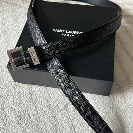 YSL 25S BELT 20 MM IN BLACK GRAINED CALFSKIN 543672