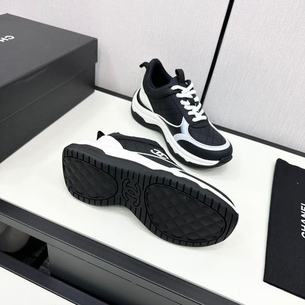CC SNEAKER IN BLACK MIX WHITE EMBROIDERED LAMBSKIN