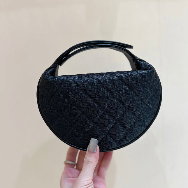 CHANEL 25S HALFMOON BAG 18 IN BLACK CALFSKIN