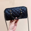 BOSTON MATELASSE CAVIAR SHOULDER HANDBAG 18 IN BLACK LAMBSKIN