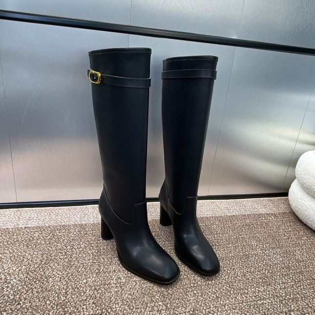 DIOR 25S D-EMPREINTE COUTURE BOOTS 90MM IN BLACK CALFSKIN