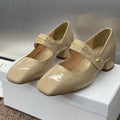 MEDIUM 35 MM HEEL PUMP IN CAMEL BEIGE PATENT CALFSKIN