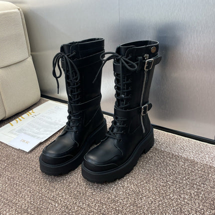DIOR 25S D-MAJOR SERIES PUNK BOOTS 45MM IN BLACK CALFSKIN